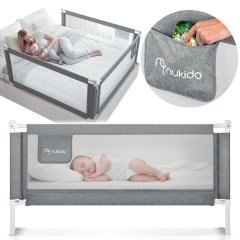 Barierka ochronna do łóżka zabezpieczająca bramka blokada 200 cm Nukido NK-227 szara