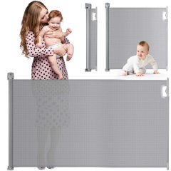 Barierka zabezpieczająca rozwijana na schody i drzwi Ricokids szara 7451