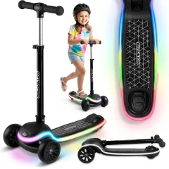 Hulajnoga trójkołowa dla dzieci balansowa LED Ricokids Leddi - czarna
