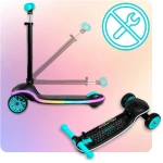 Hulajnoga trójkołowa dla dzieci balansowa LED Ricokids Leddi - czarno-turkusowa