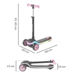 Hulajnoga trójkołowa dla dzieci balansowa LED Ricokids Leddi - czarno-różowa