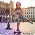 Hulajnoga trójkołowa dla dzieci balansowa LED Ricokids Glowi - czarno-różowa