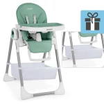 Krzesełko do karmienia ze stolikiem, leżaczek Belo zielone + pałąk 