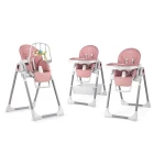 Krzesełko do karmienia ze stolikiem Nukido Belo różowe + pałąk z zabawkami 
