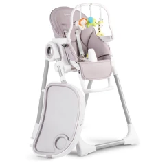 Krzesełko do karmienia ze stolikiem Nukido Belo wrzosowe + pałąk z zabawkami 