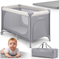 Łóżeczko turystyczne + materac + torba 125 x 65 x 78 cm RK-240 jasno szare