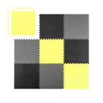 Mata piankowa puzzle 180x180cm 9 szt. szaro żółta 
