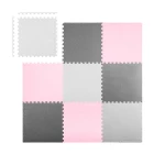 Mata piankowa puzzle 180x180cm 9 szt szaro różowa 