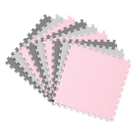 Mata piankowa puzzle 180x180cm 9 szt szaro różowa 