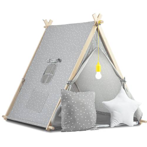 Namiot domek dla dzieci z lampką - szary 