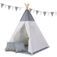 Namiot tipi dla dzieci + mata + poduszki - grafitowy