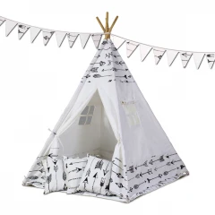 Namiot tipi dla dzieci + mata + poduszki - biały