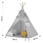 Namiot tipi dla dzieci z girlandą i światełkami - szare