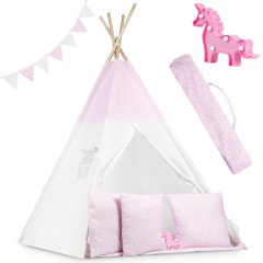 Namiot tipi dla dzieci ze światełkami - różowe w kropki  