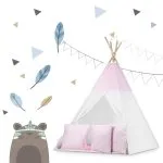 Namiot tipi dla dzieci ze światełkami - różowe w kropki  